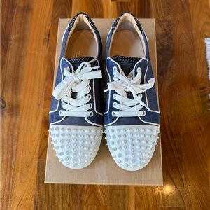 Christian Louboutin Vieira Spikes Sneakers – Navy/Latte
Size 38